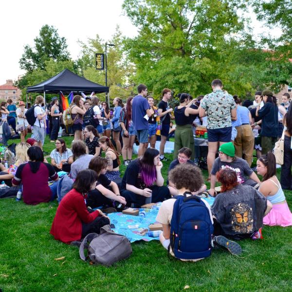 Students at Pride Picnic on Regent Lawn