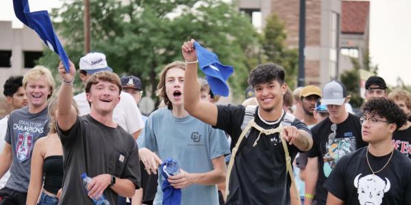 Students excited to be on campus. 