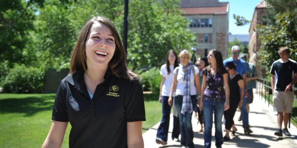 Student ambassador leading campus tour