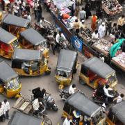 Rickshaws on the street in India