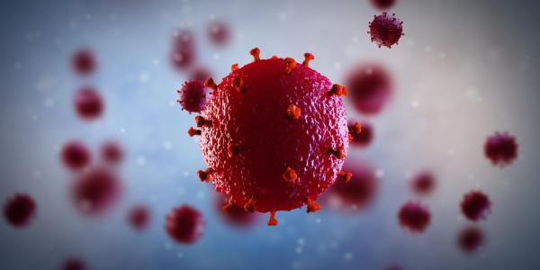 3D illustration of human immunodeficiency virus
