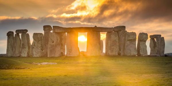 Stonehenge during winter solstice sunset