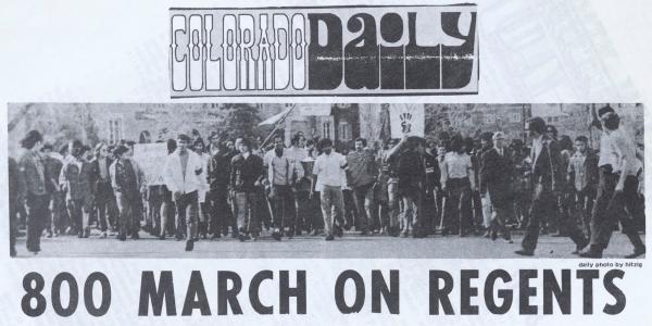 Colorado Daily newspaper clip from 1970 March on Regent